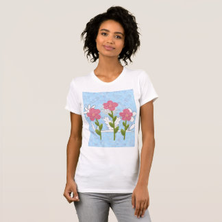 womans drawing coloring flowers shirt