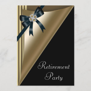 Womans Elegant Black Gold Diamond Retirement Party Invitation