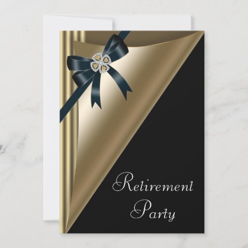 Womans Black Gold Retirement Party Invite