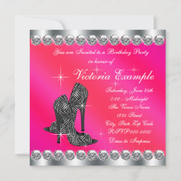 Womans Elegant Hot Pink 40th Birthday Party Invitation | Zazzle