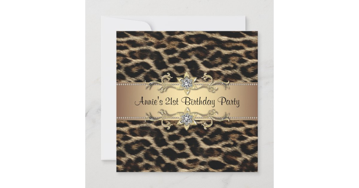 Womans Elegant Leopard 21st Birthday Party Invitation Zazzle