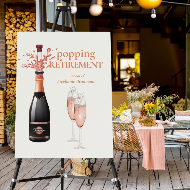 Woman's Elegant Popping Champagne Retirement Foam Board (Creator Uploaded)