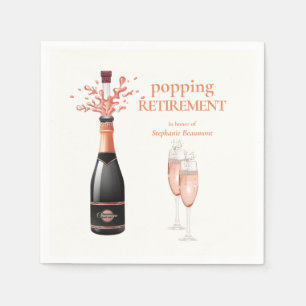 Woman's Elegant Popping Champagne Retirement Napkins