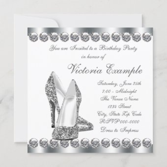 Womans Elegant White Birthday Party Invitation | Zazzle
