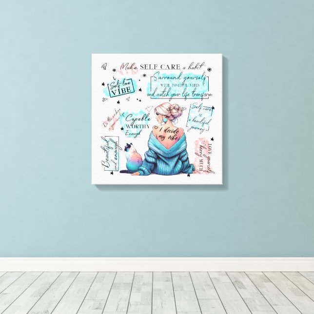 Woman's Empowerment Inspire Positive Affirmation Canvas Print (Insitu(Wood Floor))
