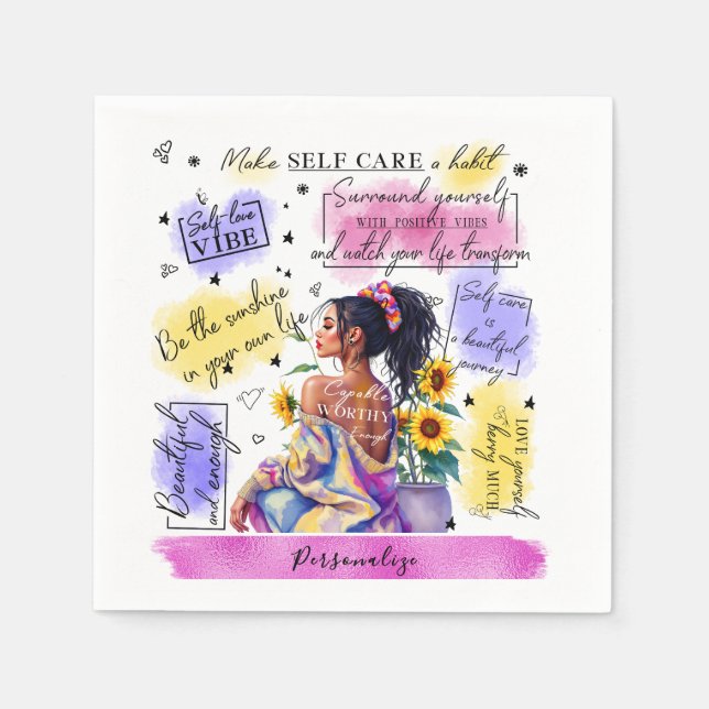 Woman's Empowerment Inspire Positive Affirmation Napkins (Front)