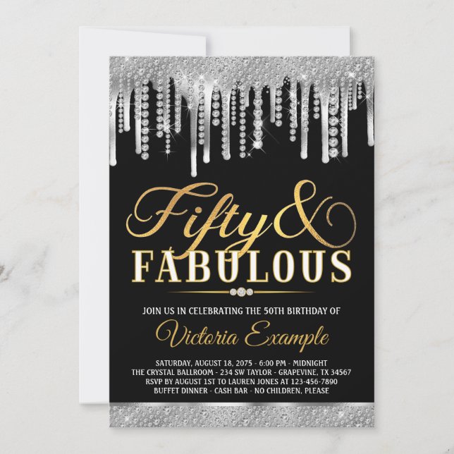Womans Fabulous 50 Birthday Party Invitation (Front)