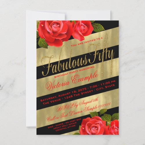 Womans Fabulous 50th Birthday Invitation