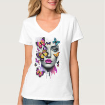 Womans face and butterflies, fantasy