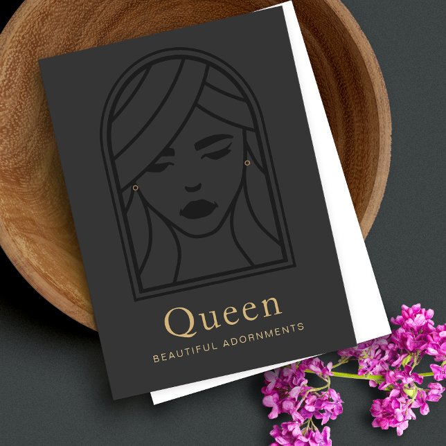 Woman's Face Black Earring Jewelry Display Card (Creator Uploaded)