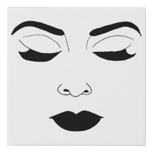 Womans Face Closed Eyes Makeup Beauty Art Faux Canvas Print