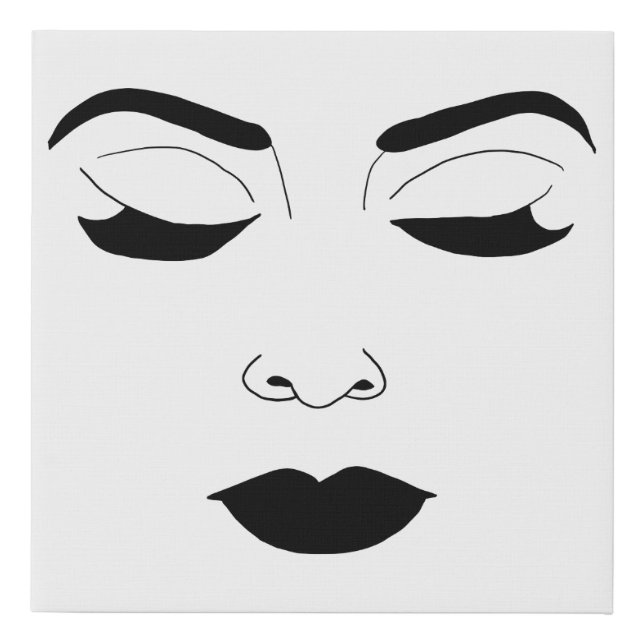 Womans Face Closed Eyes Makeup Beauty Art Faux Canvas Print (Front)