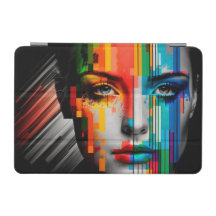 Woman's Face Color Strips Portrait