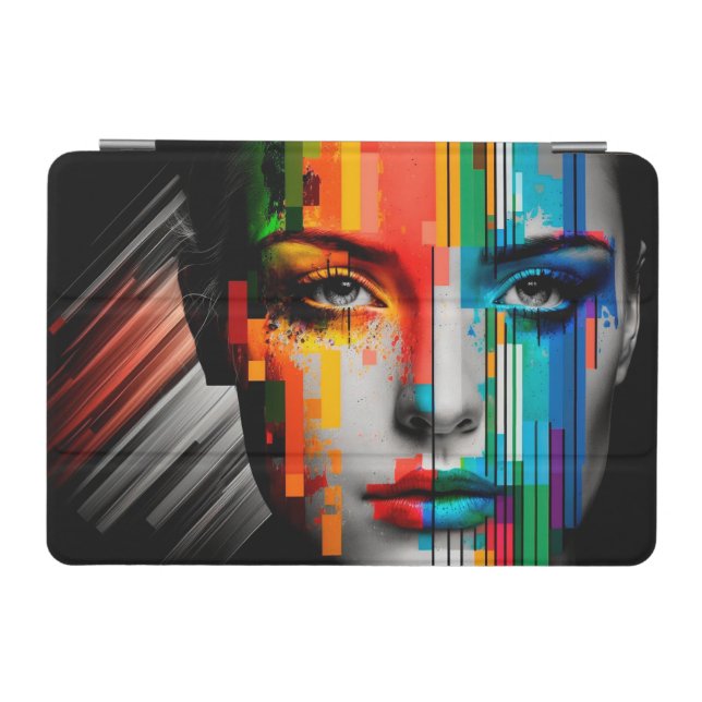 Woman's Face Color Strips Portrait iPad Mini Cover (Horizontal)