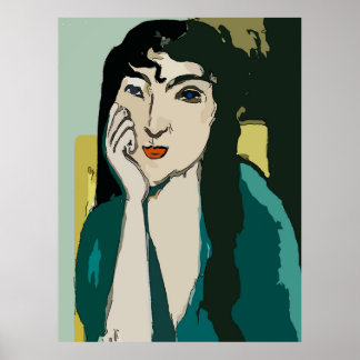 Woman's Face, Green Poster