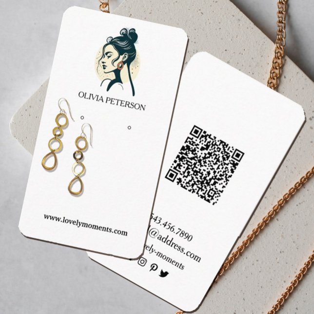 Woman's Face jewelry earring display card (Stunning watercolor earring display cards with a women`s face logo.Perfect for small business owners)