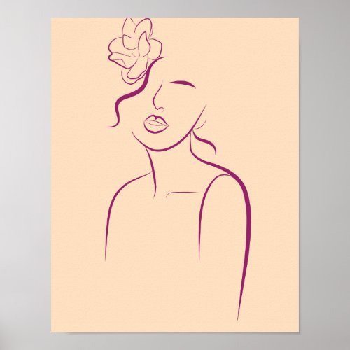 Womans Face Line Art Poster