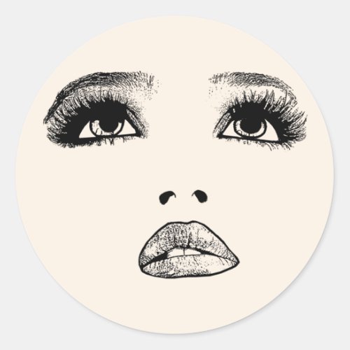 Womans face  looking Up Makeup Beauty Art Classic Round Sticker