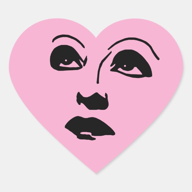 Womans Face Looking Up Makeup Eyes lips Art Heart Sticker (Front)