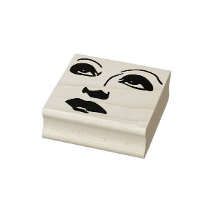 Womans Face Looking Up Makeup Eyes lips Art Rubber Stamp