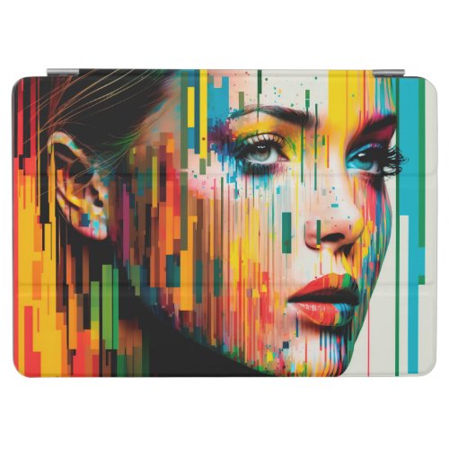 Womans Face Made of Color Bars Portrait iPad Air Cover