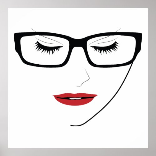 Womans Face outline Graphic Design Poster