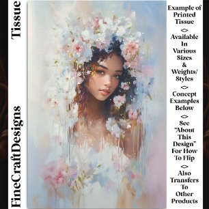 Womans Face Pastel Flowers Ethereal CX6R Decoupage Tissue Paper