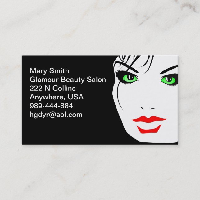 Woman's Face with Green Eyes Business Card (Front)