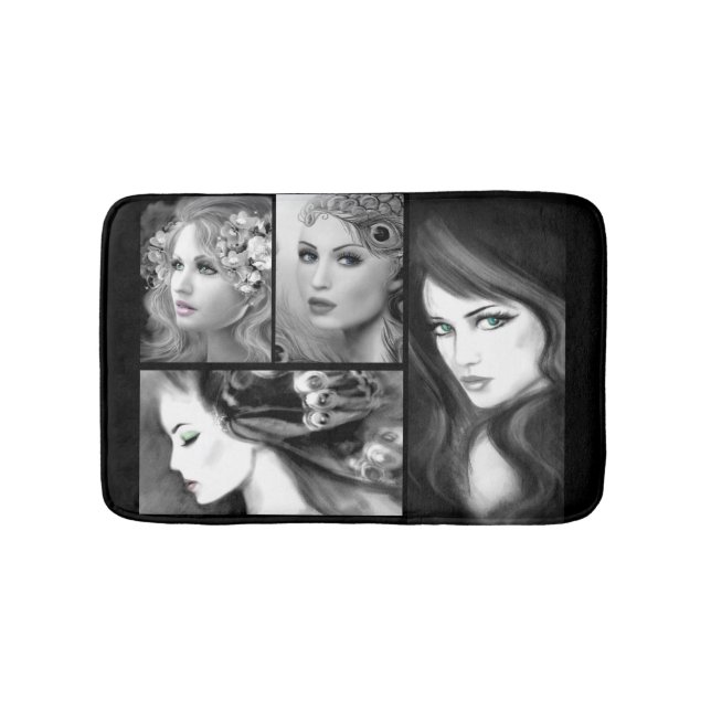Womans fantasy fairy collage bathroom mat (Front)