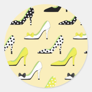 Woman's fashion high heel classic round sticker