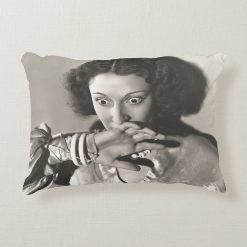 Womans Fear Expressive Portrait Accent Pillow