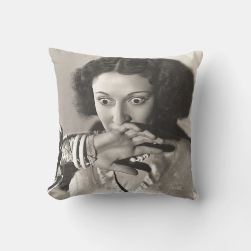 Womans Fear Expressive Portrait Throw Pillow
