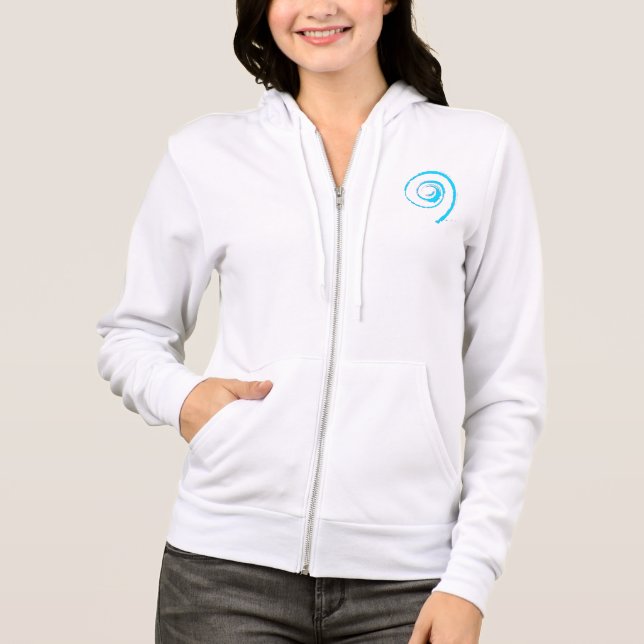 Woman's Fleece with Zip and Hoodie, Blue Twirl Hoodie (Front)