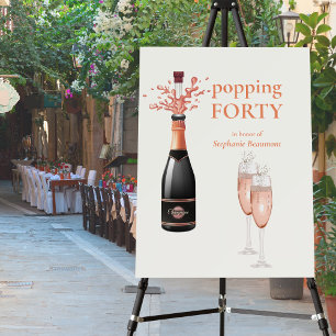 Woman's Funny Popping Champagne 40th Birthday Foam Board