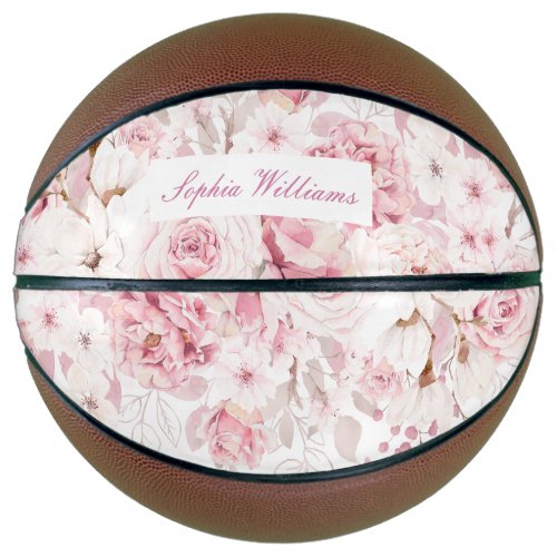 Womans Girls Gift Present Blush Pink Pretty Floral Basketball