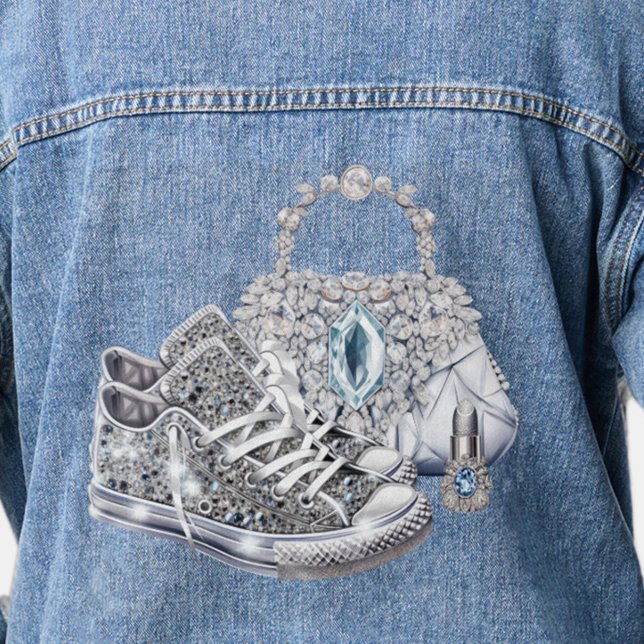 Womans Glam Sneaker Denim Jacket (Diamond sneaker denim jacket.)