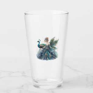 woman's glass and peacock