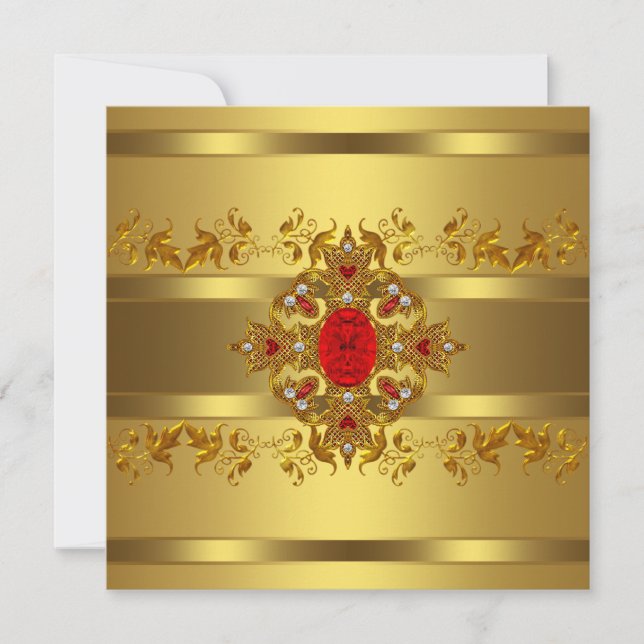 Womans Gold 50th Birthday Party Invitation (Front)