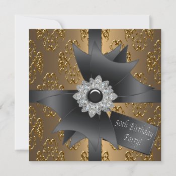 Womans Gold 50th Birthday Party Invitation by decembermorning at Zazzle