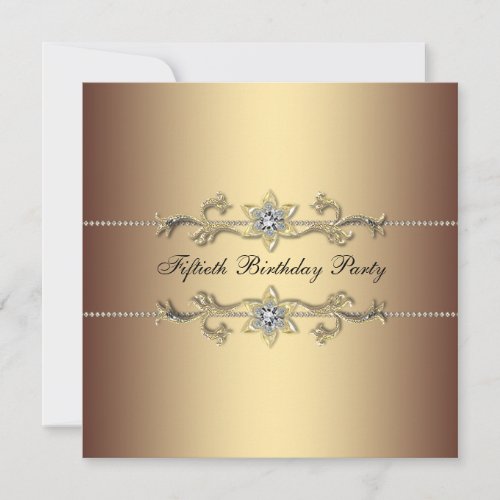 Womans Gold 50th Birthday Party Invitation