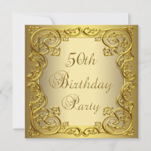 Womans Gold 50th Birthday Party Invitation