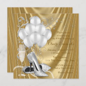 Womans Gold and Silver Birthday Party Luxe Invitation (Front/Back)