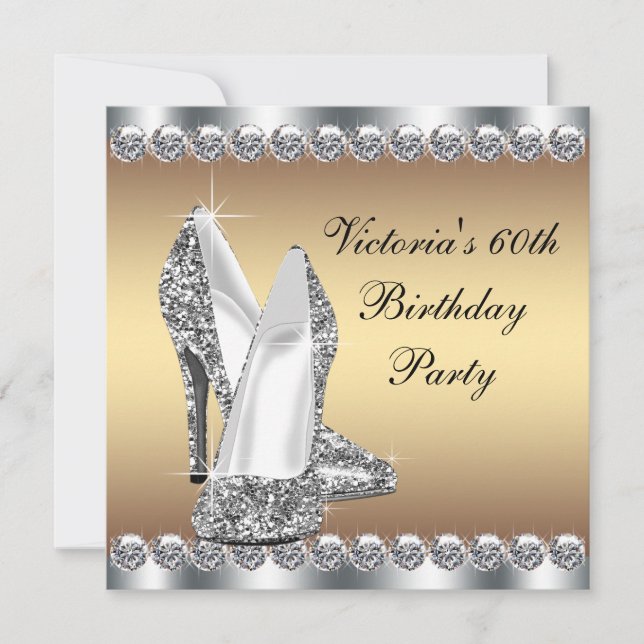 Womans Gold Birthday Party Invitation (Front)