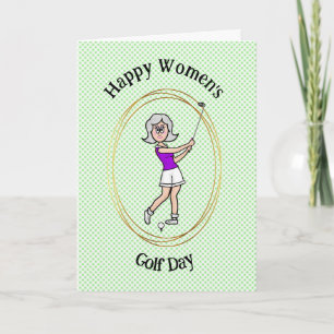 Woman's Golf Day Greeting Card Grey Hair Golfer