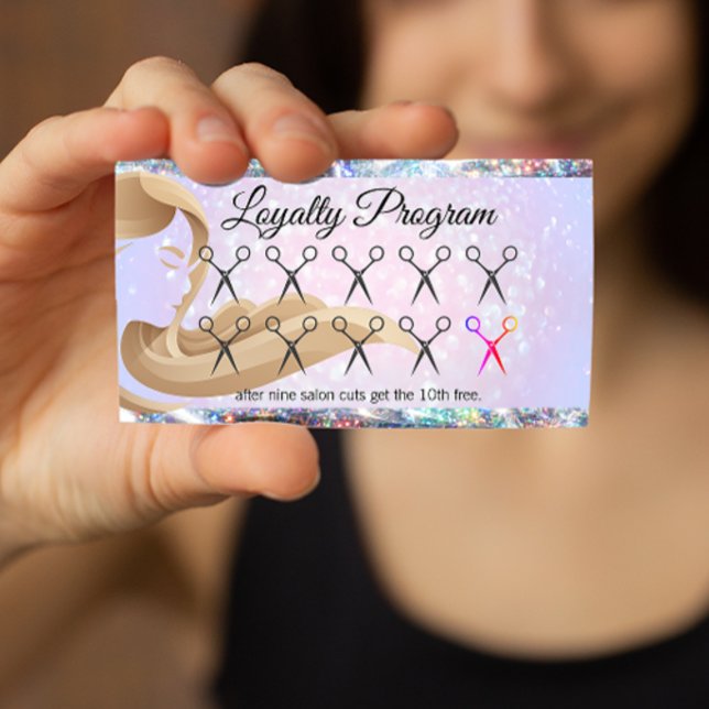 Woman's Hair | Scissors Punch Card | Glitter Bokeh (Creator Uploaded)