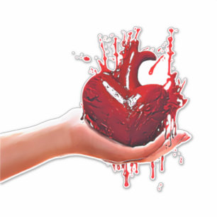 womans hand holding bloody Heart goth Art Sticker
