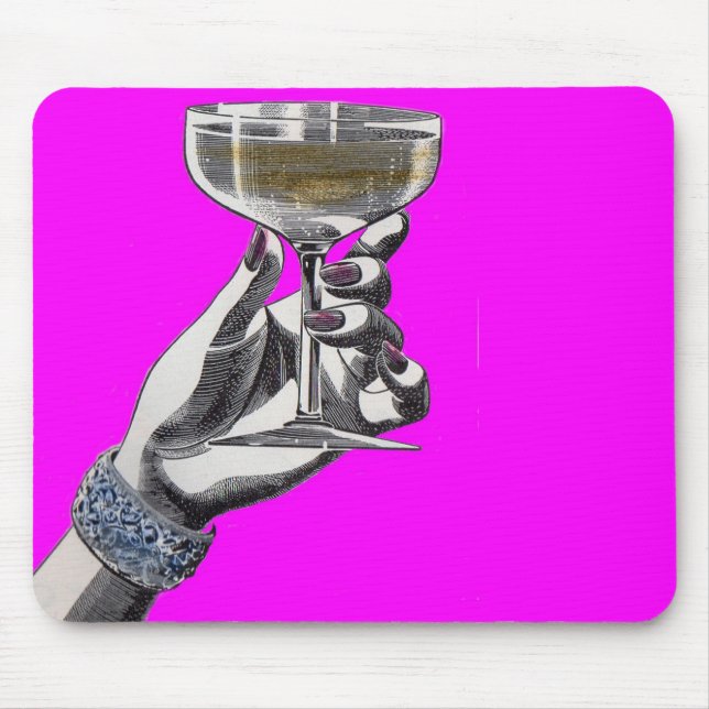 woman's hand holding glass of champagne mouse pad (Front)