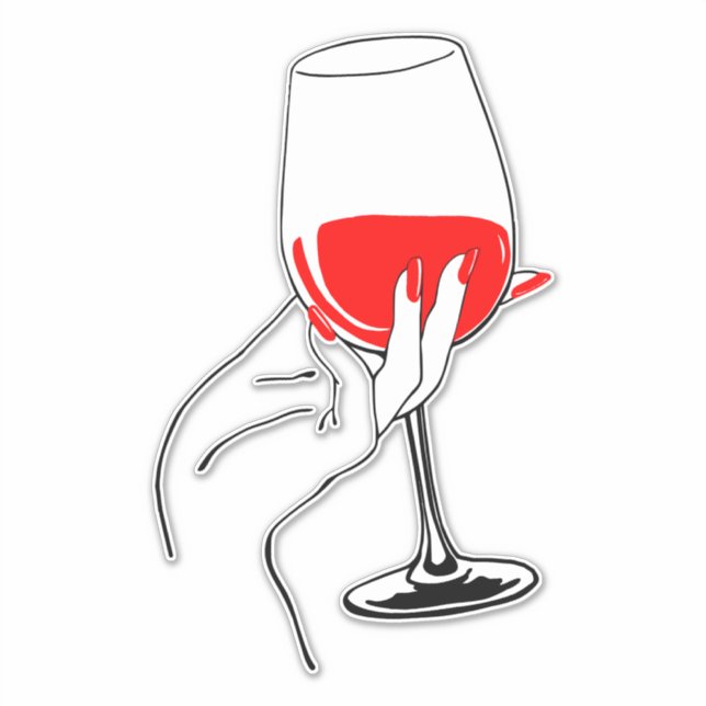 Womans hand holding wine glass art sticker (Front)