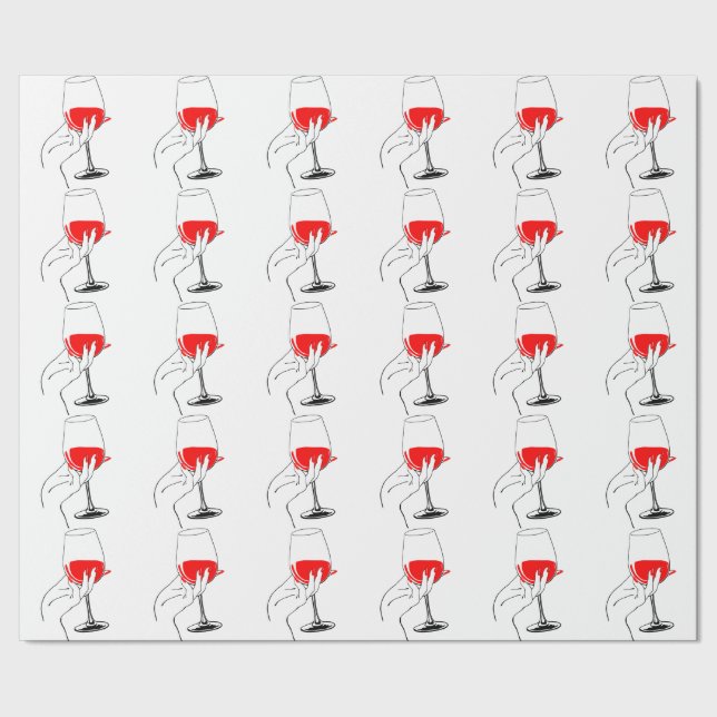 Womans hand holding wine glass art wrapping paper (Seam)