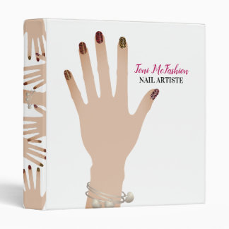Womans hand manicure nail artist appointment 3 ring binder